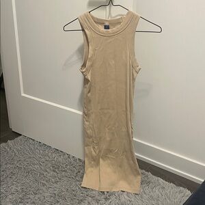Sleeveless Tan Midi Dress